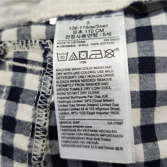 Girls Gap Midi Shorts Size 5 Navy Blue White Checkered - Picture 3 of 3